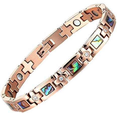 MagEnergy Magnetic Bracelet for Women, Titanium Steel Strength Magnetic Bracelet with Sizing Tool, Adjustable Jewelry Gifts (Rose Gold)