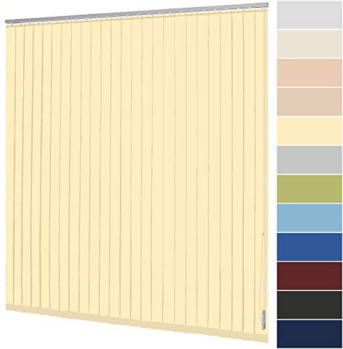 Lamellenvorhang nach Maß Vertikaljalousie 127 mm für Tür und Fenster viele Farben Maßanfertigung Jalousie Lamellen Rollo Wand- und Deckenmontage (Breite 240,1-250 cm x Höhe 120,1-140 cm, Gelb)