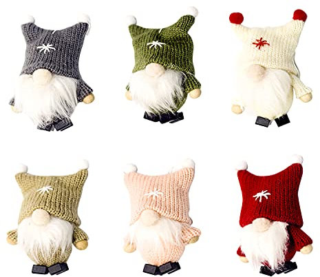 LAEMILIA 8PCS Weihnachtsbaum Anhänger Wichtel Weihnachtsbaumschmuck Set Plüsch Weihnachtsmannelfe Weihnachtsdeko (A6p, 6pcs)