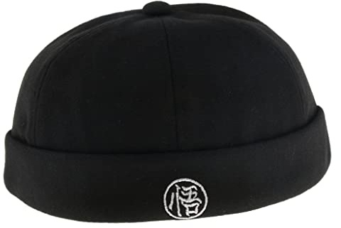 Colcolo Vintage Docker hat KaschmirKaschmirwolle Filz Leon Beanie Cap Einstellbare Navy Watch Hat Schädelkappe, Schwarz, 58-60cm