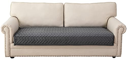 Eismodra Sofa Überzug,Sofabezug 3 Sitzer,Anti-Rutsch-Couch Überzug für L Form Sofaschoner Chaiselongue Ecksofa 2 Sitzer Schonbezüge Wohnzimmer Sessel Hunde Haustiere,Dunkelgrau,90x180cm(nur 1 Stück)
