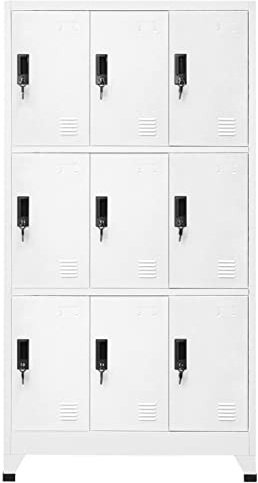 Tidyard Schließfachschrank Umkleideschrank Metallschrank Spind Fächerschrank Aktenschrank Büroschrank Lagerschrank Stahl Weiß 90x45x180 cm