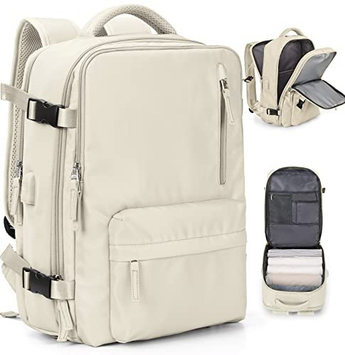 Handgepäck Rucksack 40x30x20 für Ryanair Reiserucksack Wasserdichter Unter Dem Sitz Handgepäck Rucksack Flugzeuge Reisetasche Weekendertasche Wanderrucksack Lässiger Tagesrucksack,A3-Beige
