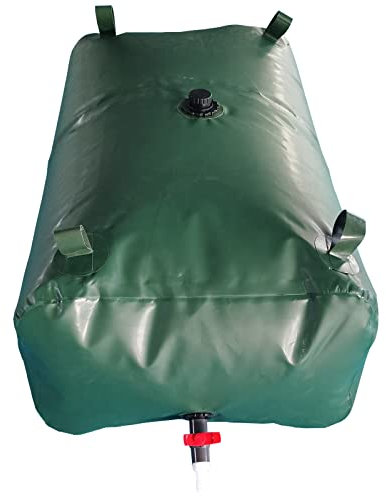 EUPXRHY Deposito Agua Flexible, Tanques de Vejiga de Agua Plegables Deposito Agua Lluvia, Contenedor de Agua de Bolsa de Agua Blanda de Gran Capacidad Bidón Agua con Grifo,Verde,50L (0.45x0.4x0.32m)