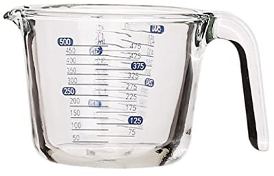 TOMYEUS Vaso Medidor Cristal, 500 ml, Resistente al Calor, Apto para Microondas, Escala en ml, oz, Cups, Transparente, 100%,500ML