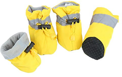 YUEMOL Hundeschuhe 4 stücke Wasserdichte Winter Haustier Hund Schuhe Anti-slip Regen Schnee Stiefel Schuhe Dick Warm for Kleine Katzen Hunde Hündchen Socken Booties (Color : E, Size : 6)