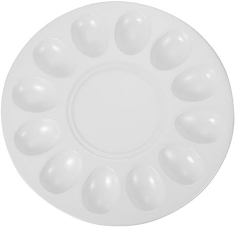 Housoutil 1 X Tablett Fächer Weiße Organizer Grill Garnelen Zitronen Schale Schlanker Schlitz Servieren Pasta Vorspeise Eier Fleisch Eierteller Löcher Aufbewahrung Kugelform Ostern