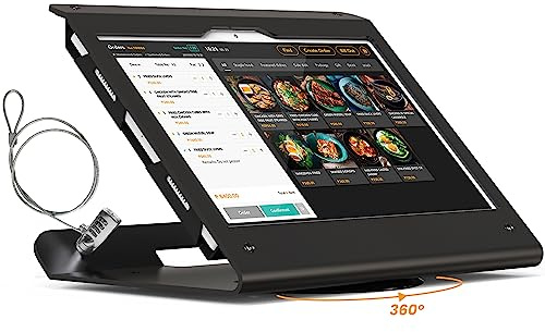 Beelta Supporto antifurto per tablet POS per Samsung Galaxy Tab A8 10.5“ con base girevole a 360°, cavo con serratura e chiave per negozi e bar
