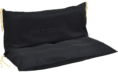 Three Seat Swing Replacement Cushions Only Cover, Anti-Slip Tie Rope Design Bench Cushions Cover for Outdoor Furniture, Zipper Easy to Change Porch Swing Cushions Cover (60W x 40D x 4T, Black)