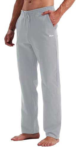 WILLIT Joggingbyxor för män, bomull, träningsbyxor, sportbyxor, långa fritidsbyxor, fitness, yogabyxor, sweatbyxor, loungebyxor, lösa män med fickor, Stengrå, M