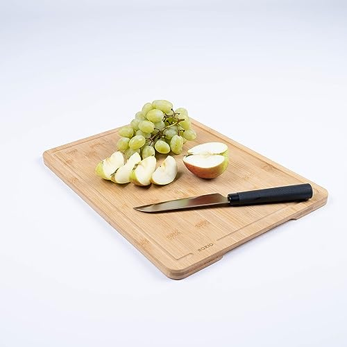 BOXIO – Skärbräda: Premium skärbräda av bambu, 40 x 30 cm passar perfekt som trälock för tvätt och toalett – stor köksbräda av trä, träbräda i kök