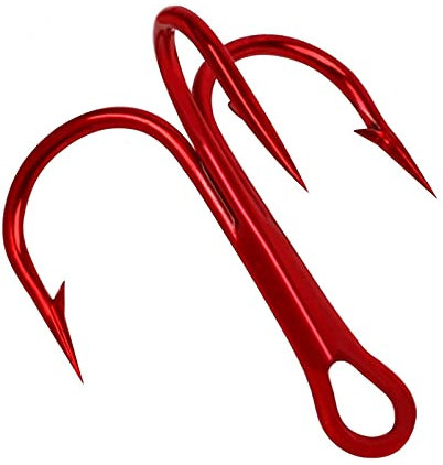 Angeln Quick Knot Tool 10 Teile/los Rot DREI Angelhaken Hohe Kohlenstoffstahl Höhle Umgestürzte Haken Angelgerät Runde Biegung Verschiedene Angelhaken (Size : 4#)