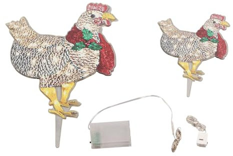 Beleuchtete Hühner-Außendekoration, Gartenstatuen aus Acryl, Hühnerdekoration, Gartenskulpturen, Statuen, Hühnerornamente, Hofkunst für Hinterhof-Terrassen-Rasendekorationen
