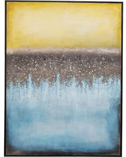 Kare Design Leinwandbild Vista Blau, Wandbild, Bild mit Rahmen, Leinwand, Acrylfarbe, handgemalt, Unikat, Abstrakt, Modern, Wohnzimmer, Schlafzimmer, Flur, 122x92 cm