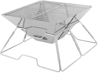 ZONADAH Utomhus hopfällbar grill bärbar avtagbar kolgrill ställ spis rostfritt stål grillverktyg med väska för utomhus camping resor trädgård matlagning picknick