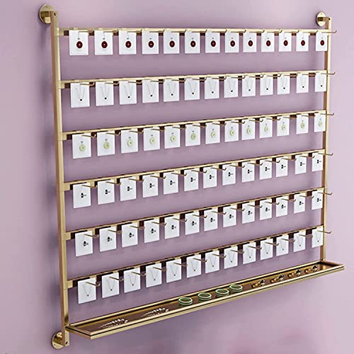 Wall Mounted Earring Holder Keyring shelf, Hanging Jewelry Organizer Necklace Holder Earring Hanger, Retail Shelves Sock storage Stand with Hooks, Metal Display Rack for Ring Bracelet Sunglasses