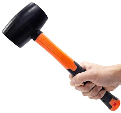 Zeromall 16 oz Rubber Mallet Hammer, Fiberglass Handle Rubber Mallet Hammer, Tools Hammer Floor Tile Installation Rubber Hammer, Soft blow and No Harm
