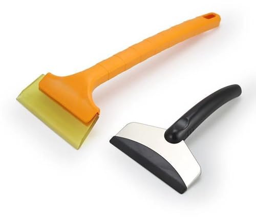 ZEACCT 2 Pack Car Windshield Ice Scraper with Plastic and Rubber Edge Safe Snow Removal Tool for Defrosting Fits All Vehicle Windows