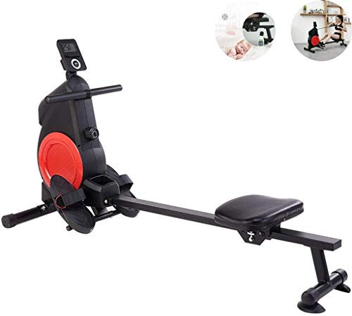Faltbares Rudergerät, magnetisch gesteuertes leises Rudergerät, Heim-Aerobic-Fitness-Ruder-Fitnessgerät, simulierter Wasserwiderstand (Schwarz + Rot 165 * 85 cm)