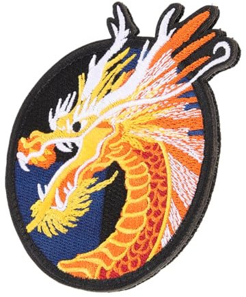 Lurrose Applikationen Cartoon-kleidungsaufnäher Chinesische Drachen-patches Polyester-kleidungsaufnäher Drachen-aufnäher Stickerei-applikation Flecken Jacke Rucksack Nylon