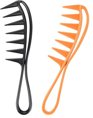 Peignes À Dents Larges Lot De 2 Peignes À Boucles Peignes À Mèches Peignes À Dents De Requin Peignes À Cheveux Peignes À Dents Grossières Peignes Coiffants pour Différents Types De Cheveux Peignes
