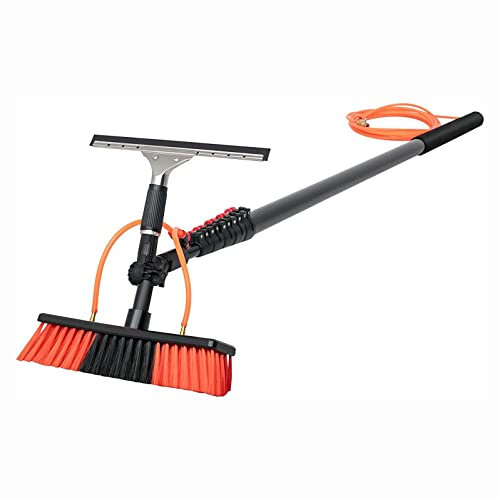 Kit De Limpieza De Ventanas, Equipo Profesional De Limpieza De Ventanas, Poste De Limpieza De Ventanas Extensible Y Limpiacristales con Cabezal Flexible De Rotación De 180 ° Y Poste De Aluminio,9.0 M