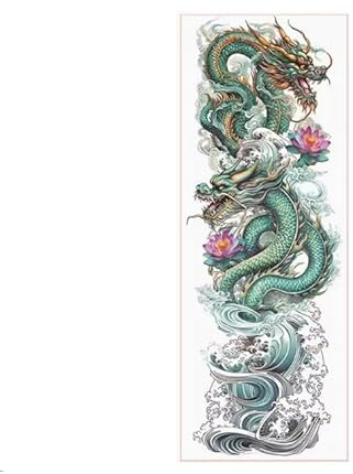 ARYU Autocollant De Tatouage De Couleur à Motif De Dragon Bleu, ImperméAble Et Durable, 45 × 17cm