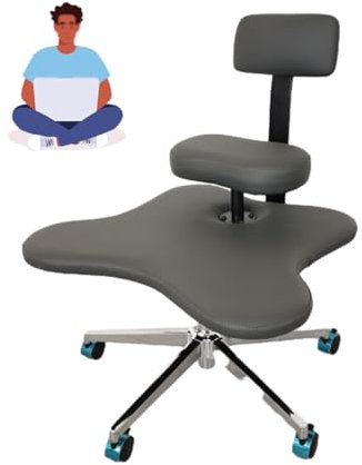 Ergonomischer Stuhl mit Kreuzbeinen, Rückenlehne für Büro und Meditation, verstellbarer Kniestuhl für Entspannung und Yoga, Dunkelgrau