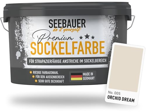 SEEBAUER diy Sockelfarbe Beige 2,5L für Außen (No. 005 Orchid Dream) Rissfüllende Spezialfarbe für Fassade, Sockel und Dach - Geeignet für Putz, Mauerwerk und Beton
