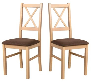 LeafDesign Esszimmerstühle Holz - Esszimmerstuhl 120 kg - Stuhl Buche Massiv - Stühle Esszimmer 2er Set - Holzstuhl - Esstischstühle - Küchenstühle 2er Set - Sonoma