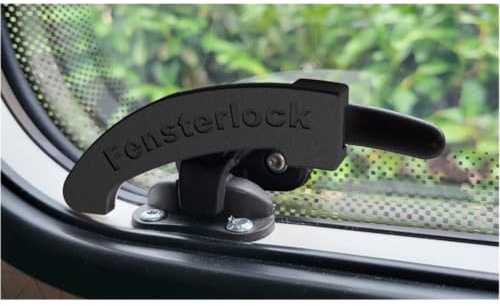 3D-Druck Camper Fenstersicherungen in Schwarz/Einbruchschutz/Verriegelung für Dometic Seitz Fenstergriffe - patentierte Sicherung für Wohnmobil- und Wohnwagenfenster (Typ 2, 2er Set rechts)