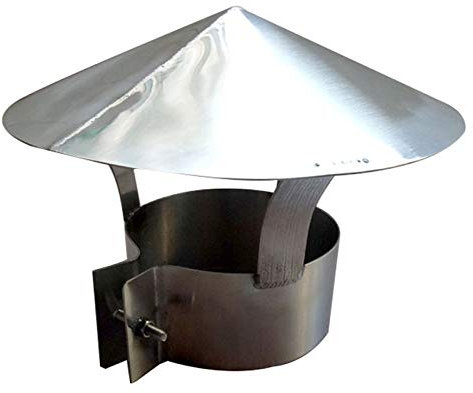 Fumaiolo a Cappello Tappo per Linea del Tetto in Acciaio Inossidabile 304, Tappo per sfiato di Ventilazione Esterna, Tappo Antivento per Caldaia, Tappo Antipioggia per Camino, 170 mm