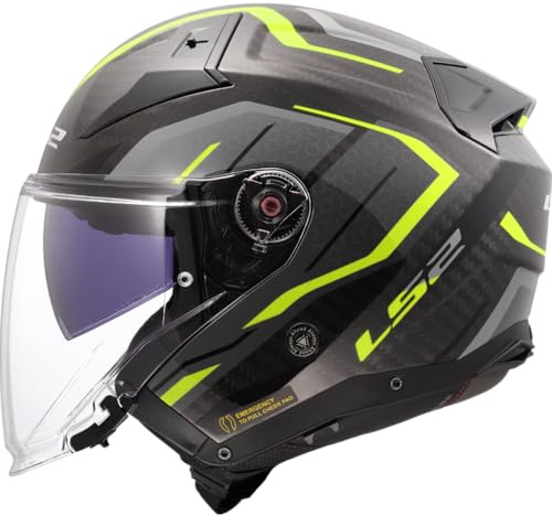 LS2, Jet-Motorradhelm INFINITY II CARBON URUS H-V Yellow, XL | Bluetooth