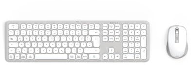 Hama Tastatur-Maus-Set, kabellos (Multi-Device 2,4GHz via USB-Empfänger + 2X Bluetooth für PC, Laptop, Tablet, 10 m Reichweite, deutsches QWERTZ-Layout, Keine Klickgeräusch, batteriebetrieben) weiß
