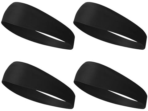 Qianyu Lot de 2 bandeaux de sport respirants pour enfants, doux et anti-humidité, élastiques pour football, baseball, accessoires athlétiques pour tout-petits, enfants et adolescents (noir)