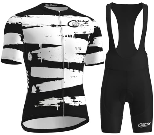 HULG Tuta Ciclismo Uomo,completo Uomo Manica Corta,completi Ciclismo Squadre,Tuta Da Triathlon Imbottita 9D, Traspirante E Ad Asciugatura Rapida, Ideale Per Allenamenti Di Ciclismo (Color-06-B,L)