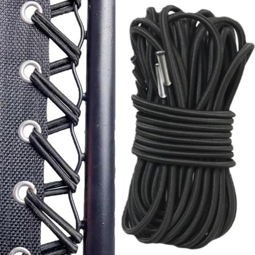 YEAMLTE Corda Elastica per Sdraio, 4 PCS Cordini di Ricambio Universali per Sdraio, Ricambio per Sedia a Gravità Zero, Corde Elastiche per Sedie da Giardino, Sedie da Patio, Sedie Pieghevoli (Nero)
