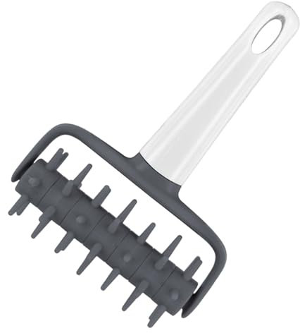 Set di utensili da cucina con supporto per pizza, mattarello per pizza, perforatore, rullo per impasto, torta, biscotti, pane, impasto, rullo, rotella, perforatore, utensile da cucina (grigio, taglia