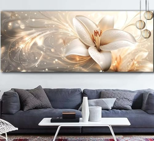 Diamond Painting Erwachsene Groß XXL 60x120cm, Diamant Painting Bilder Set Lilie Vollbild Eckige Steine, DIY Malen nach Zahlen Erwachsene, Mosaikherstellung Bastelset Dekor Geschenke (Blume) Q-O18