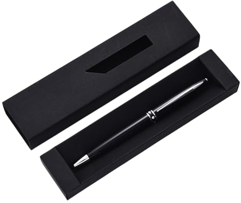 QINGZY 10 Caja de Regalo para Bolígrafos, 18x4x2cm Cajas de Cartón Negras, para Joyas, Recuerdos, Cumpleaños, Negocios y Suministros de Oficina, Sin ensamblar (con Ventana, sin bolígrafo)