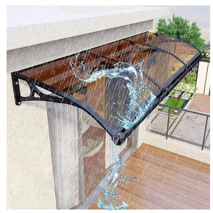 Tettoia per porta esterna, protezione UV e pioggia, protezione in policarbonato resistente alle intemperie (100 x 299 cm), perfetta per veranda, patio ed esterno, design con grondaia larga