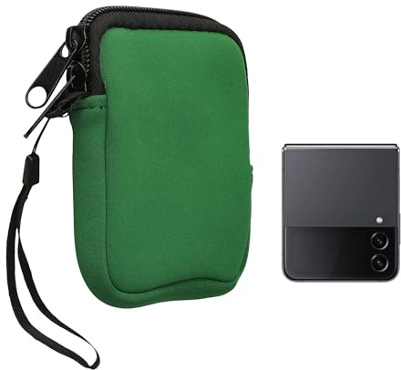 kwmobile Custodia in Neoprene con Zip per Smartphone XXS - 3/3,5 - Astuccio Portacellulare a Sacchetto XXS con Cerniera - Borsa in Verde Muschio