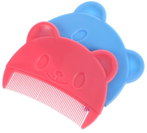 UTHCLO 2pcs Baby Fine Hair Combs Portable Cradle Cap Comb for Babies Toddler Grooming Bear-shaped Hair Blue and Pink for Newborn Scalp Care