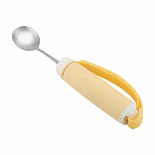 Mtlavishness Tenedor de Ayuda para la Artritis para Adultos Mayores y discapacitados Utensilio de Acero Inoxidable Giratorio de 360 ​​​​Grados con Correa de Silicona Mango (Cuchara)