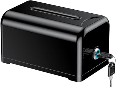 Uniclife Acrylic Donation Box for Fundraising, Black Suggestion Box with Slot and Lock,Plastic Storage Container for Voting Charity Comment Collection,18.5 x 11.4 x 9.9 cm