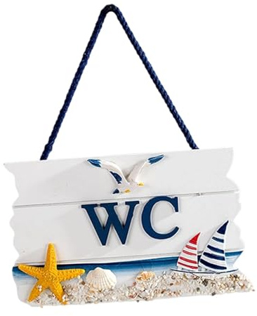 Ioensy Cartello per WC, Da Appendere Alla Porta, Decorazione Da Parete per Il Bagno, WC, Stella Marina
