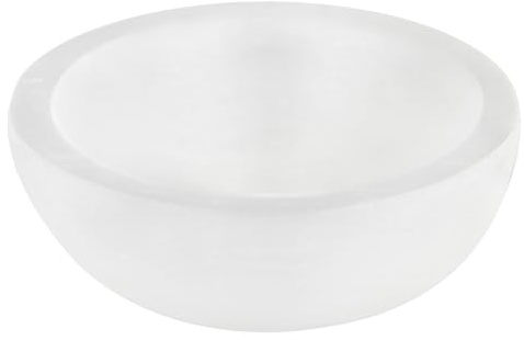 1 Stück Selenit Schale Ø 7–8 cm | Kristallschale für Schmuck & Deko | Natürliche Selenit-Schale mit glatter Oberfläche – ideal für Edelsteine, Schmuck, Kristallsammlungen und Dekoration