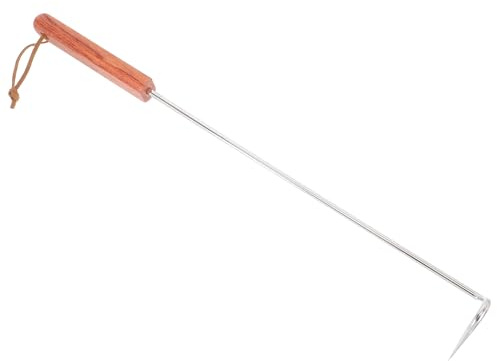 Abaodam Gancio per Carne per Grigliate Manico in Legno, Design Antiscivolo e Pinza per Alimenti, Adatto per Barbecue all'Aperto e Cucina Domestica, Versatile e Pratico