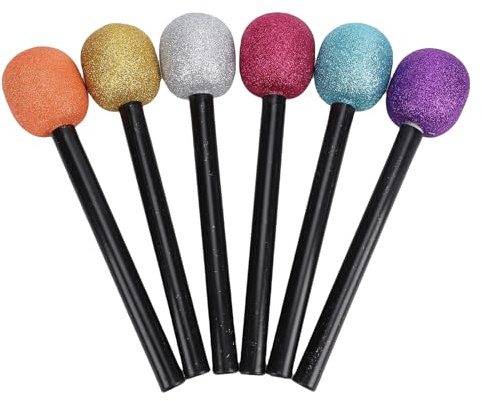 BAOFUYA Accessoires de Microphone à Paillettes Multicolores, Accessoire de Décoration de Fête en Plastique Faux Bling pour Cosplay karaoké Fête d'anniversaire 6 Pièces