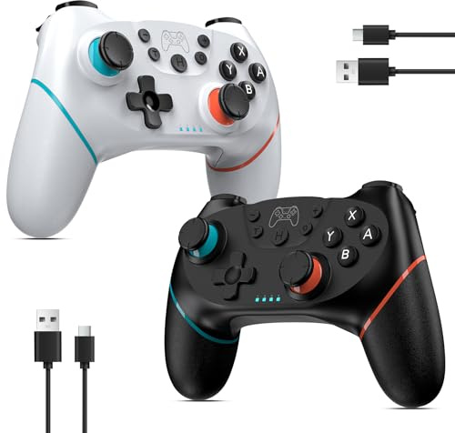 Reddening Switch 2 Controller für Switch/Switch 2/Switch Lite/Switch OLED,Switch Controller mit Doppel Vibration,Switch 2 Pro Controller mit 6 Achsen Gyro,Hall Joystick,Aufwachen,Turbo (Weiß Schwarz)